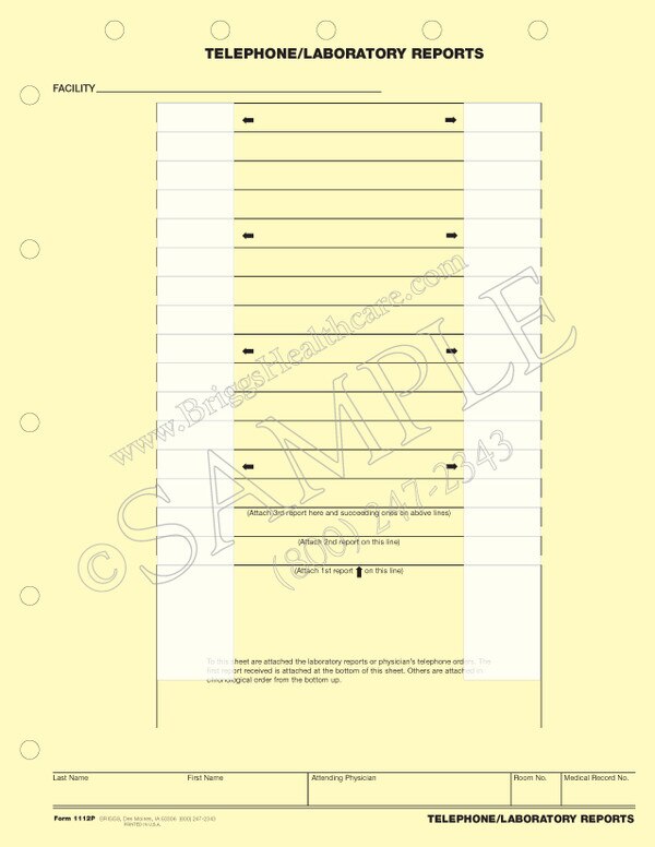 Telephone/Laboratory Reports Mount Sheet