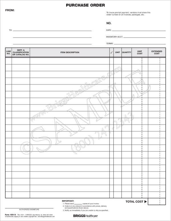 Purchase Order NCR 3-Part