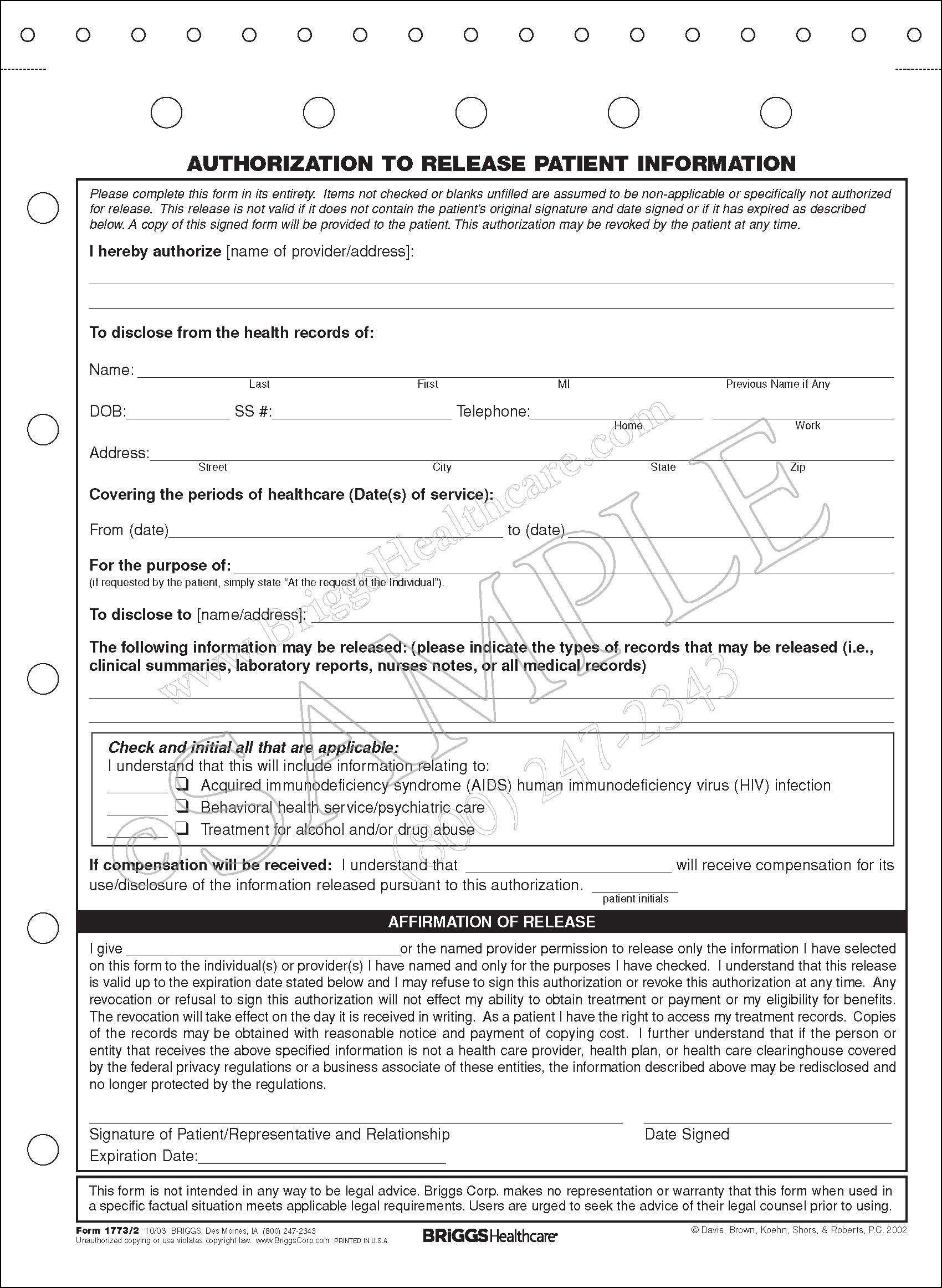 Msp Authorization To Release Medical Records