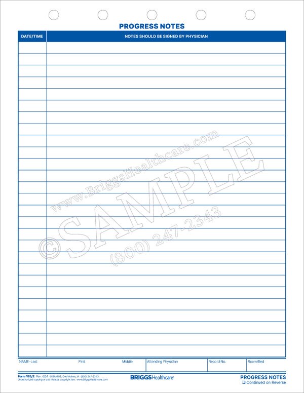 Downloadable Progress Notes Forms Progress Notes 2-Part Form