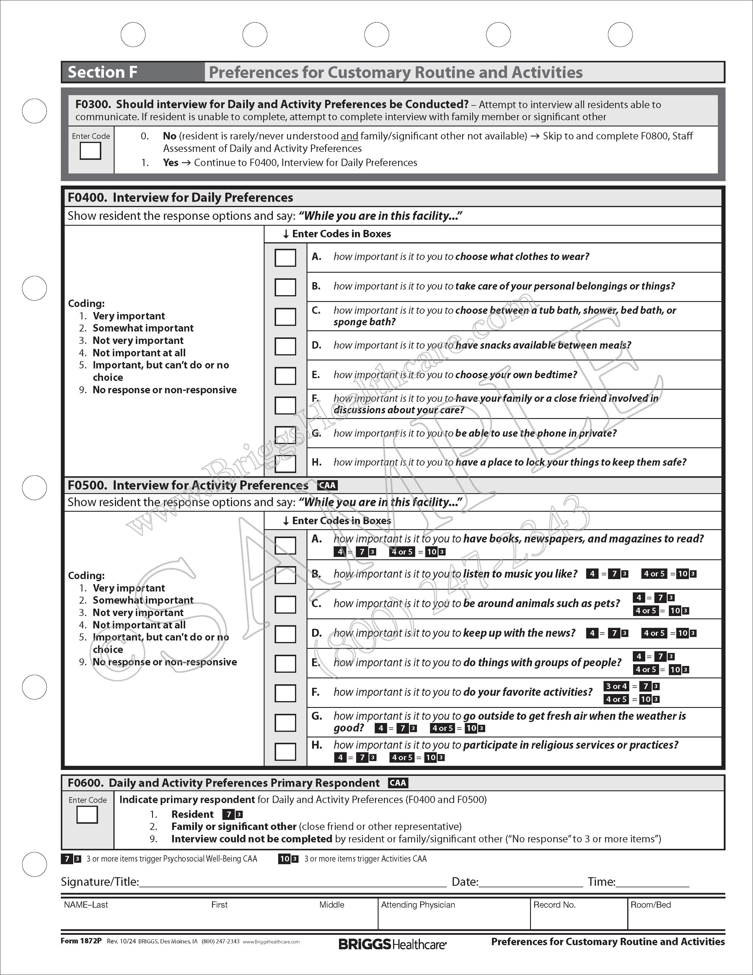 Adl Charting Form