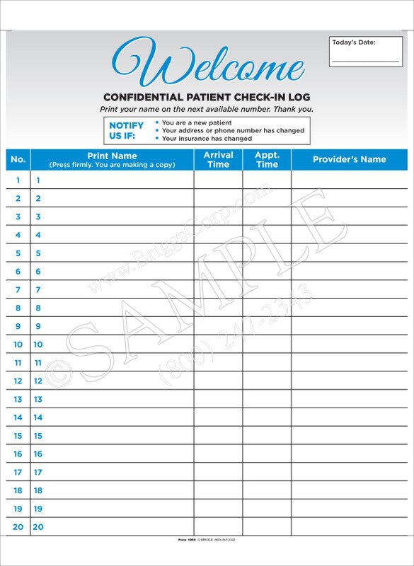 Patient Check In Sheet
