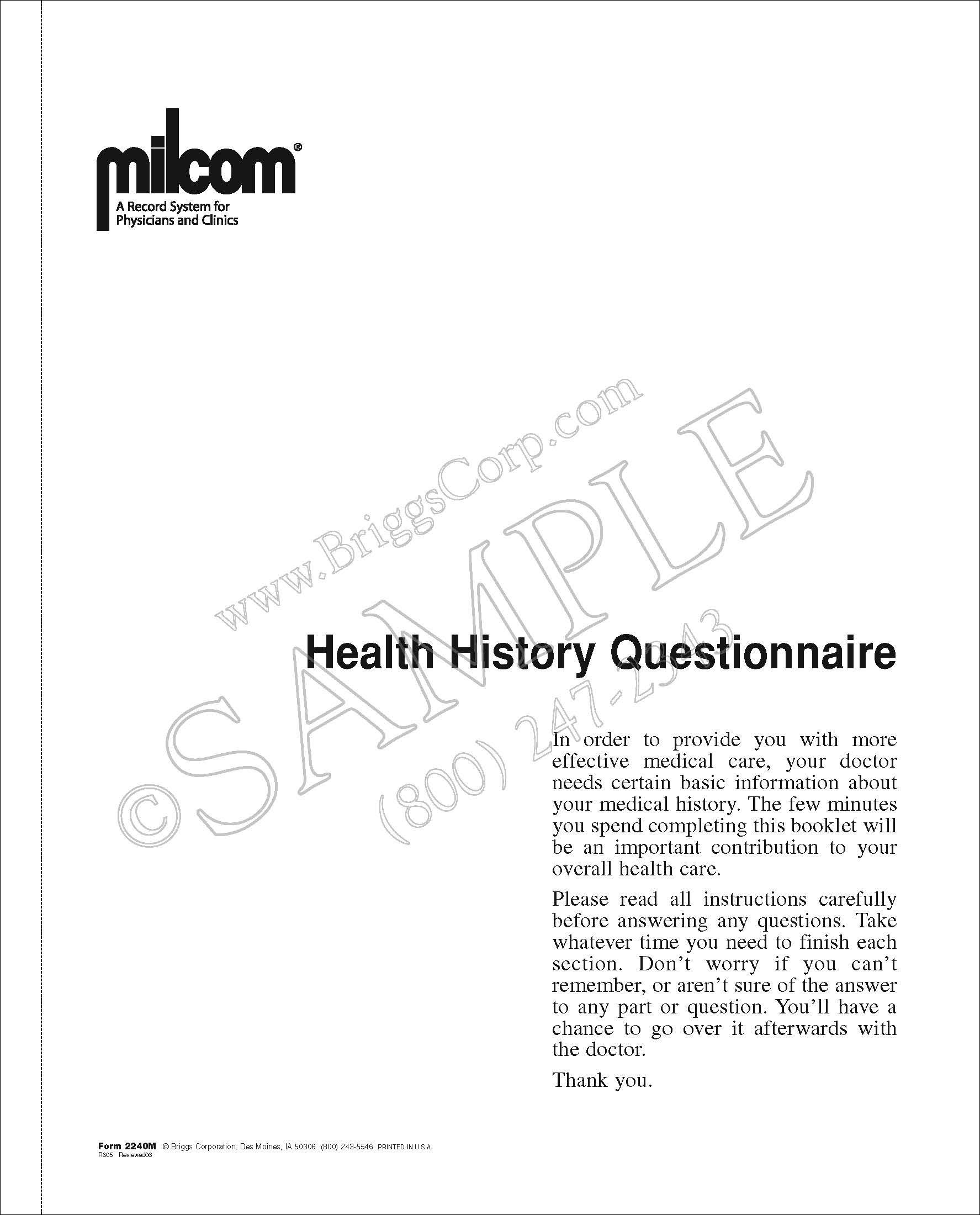 health history questionnaire
