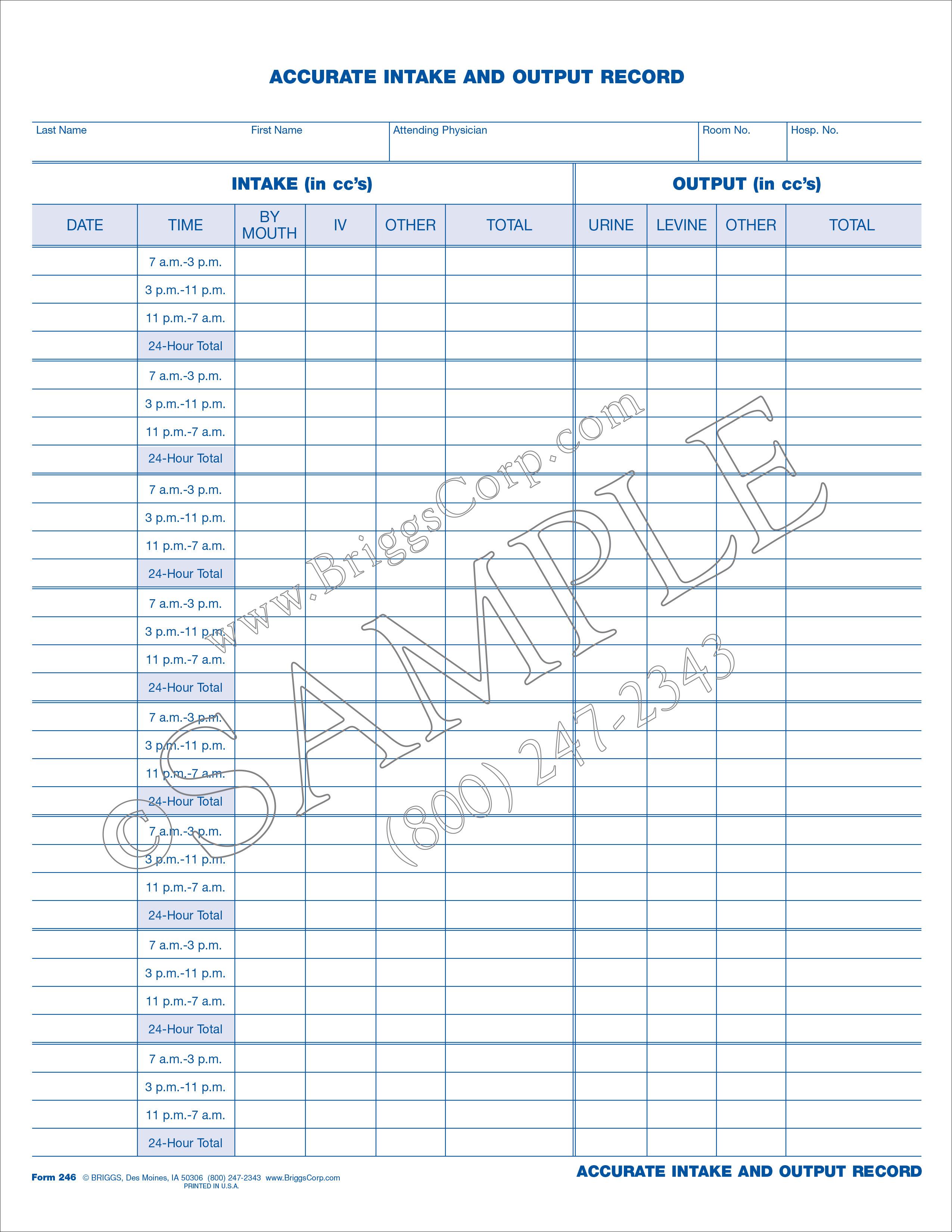 Intake And Output Chart