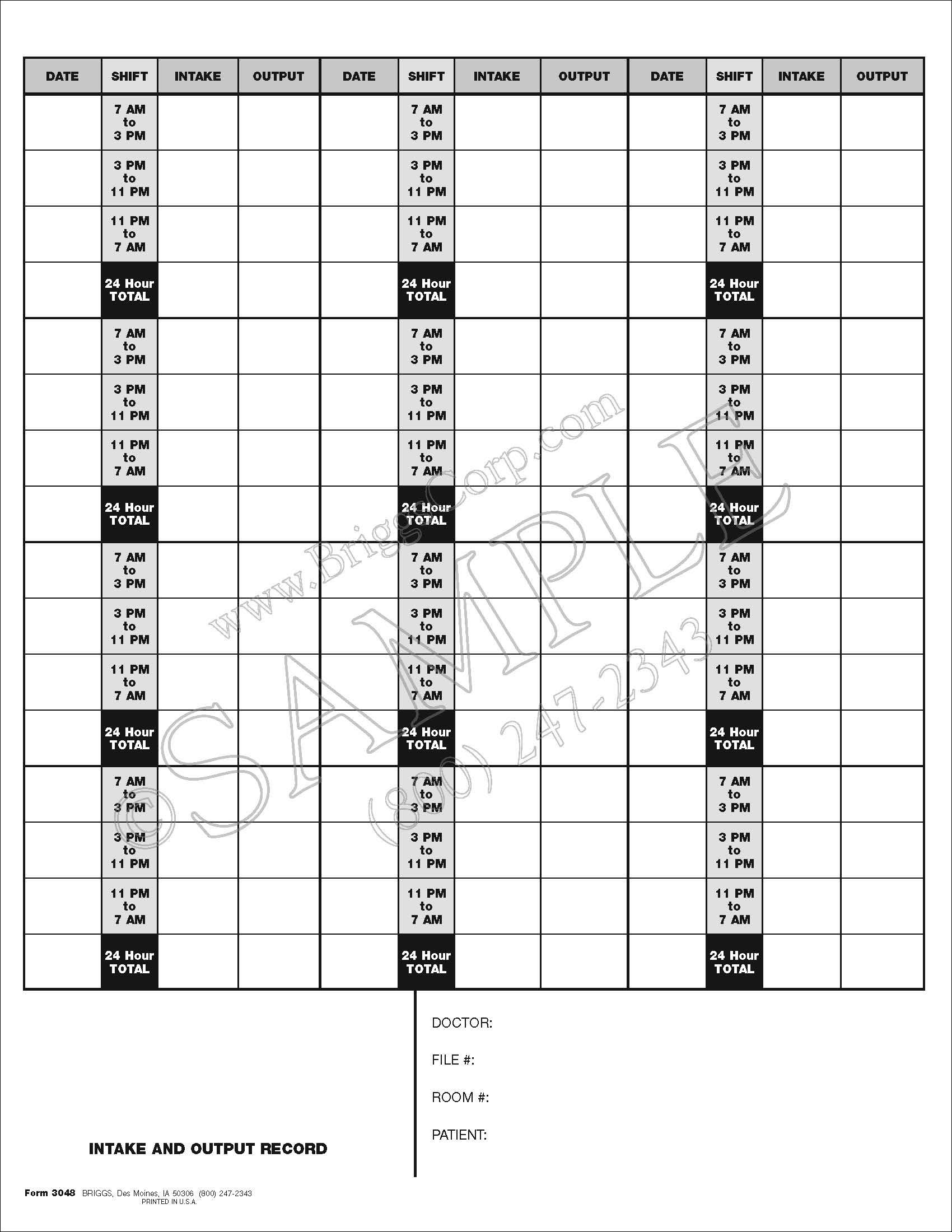 Fluid Intake And Output Chart