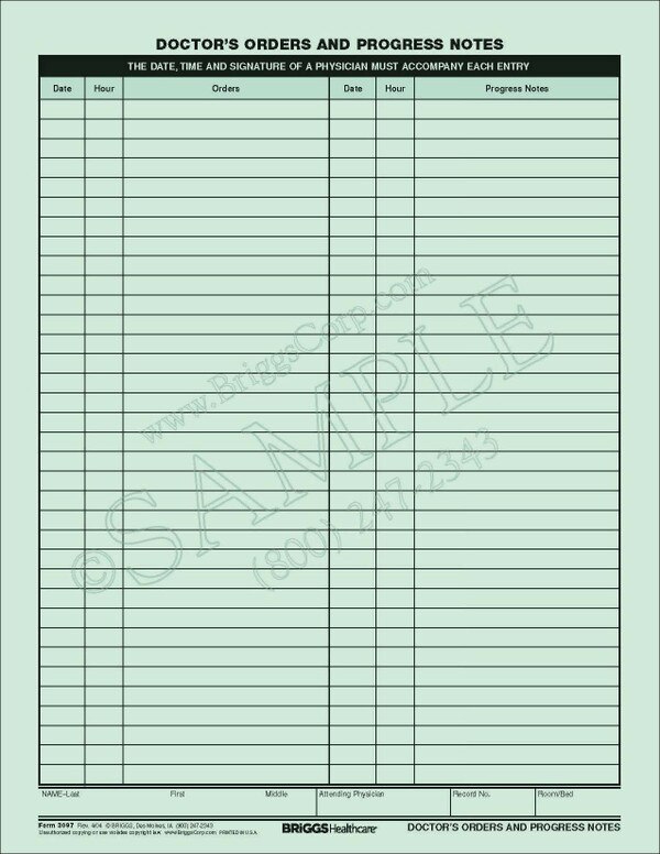 doctors orders and progress notes form nursing progress notes form