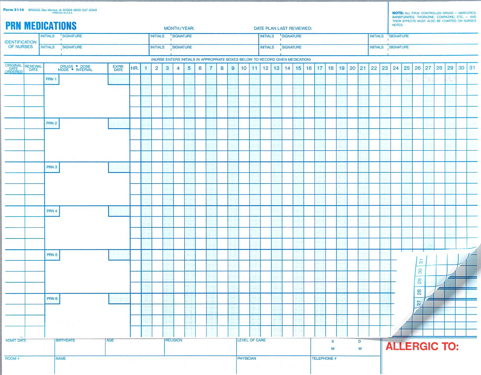 prn medications form medications form