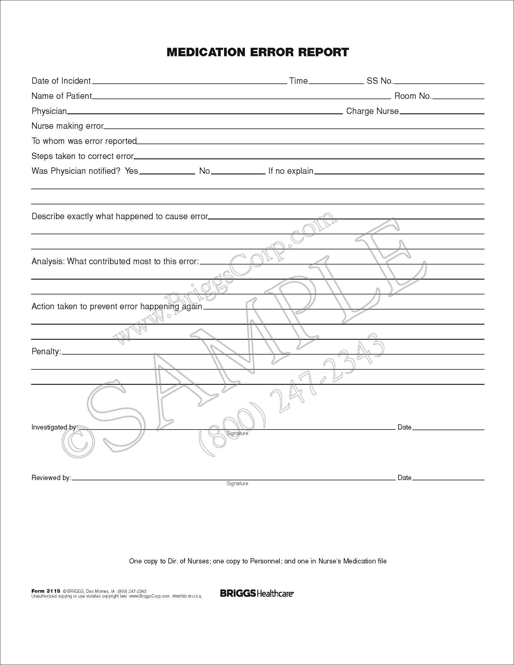 medication error report 3 part form medication error report form