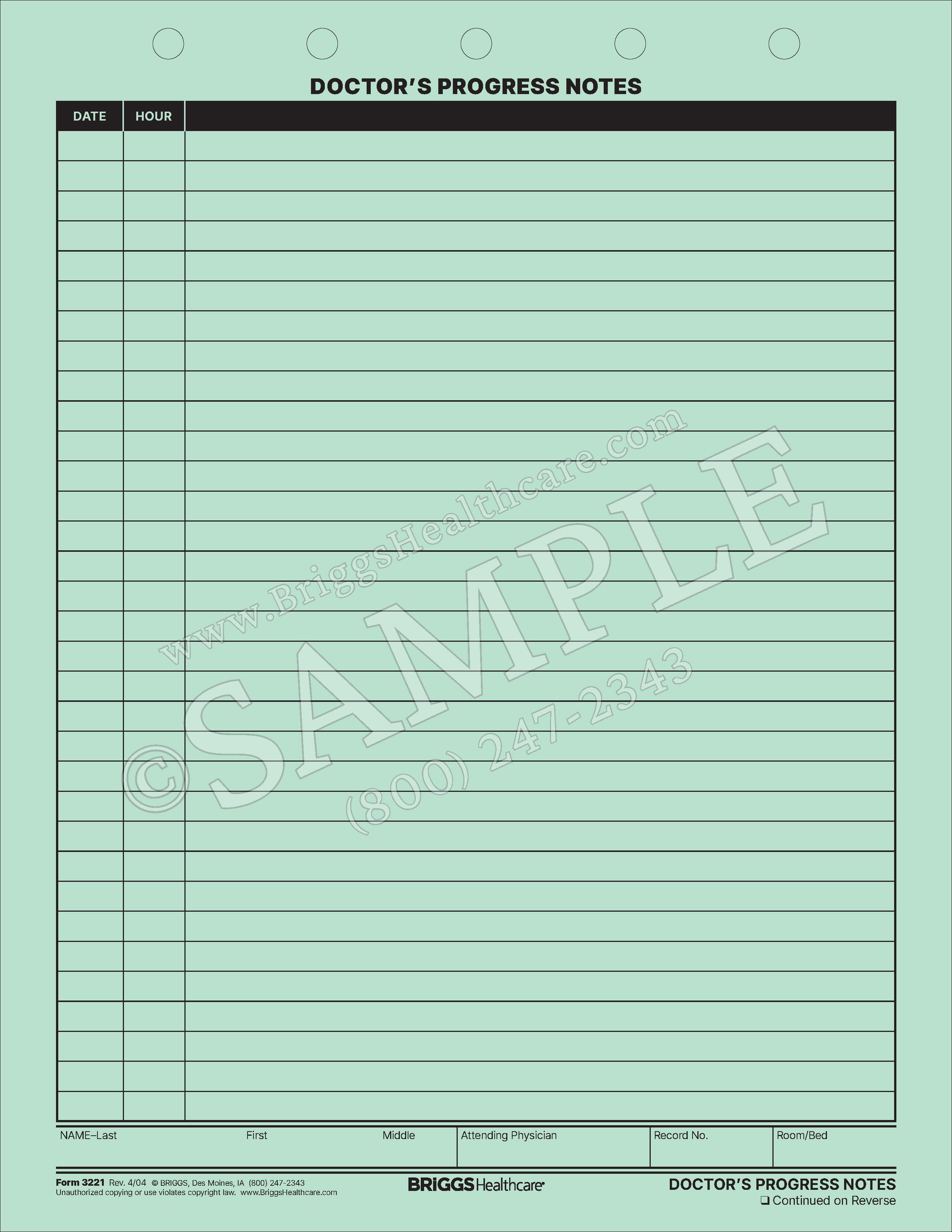 Doctors Progress Notes Form