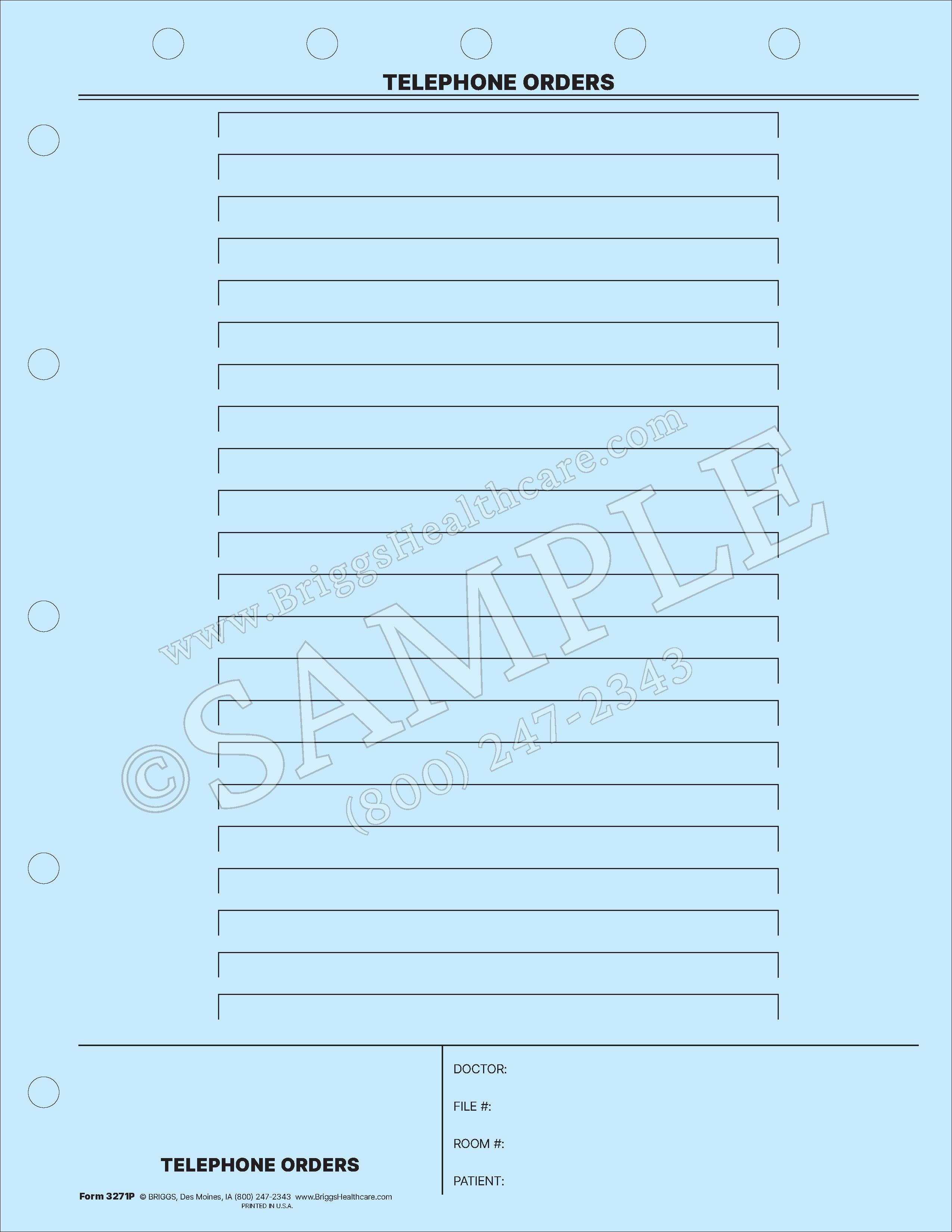 Telephone Order Mount Sheet