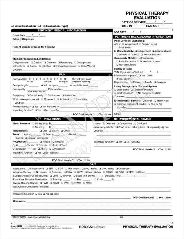 Physical Therapy Evaluation Form