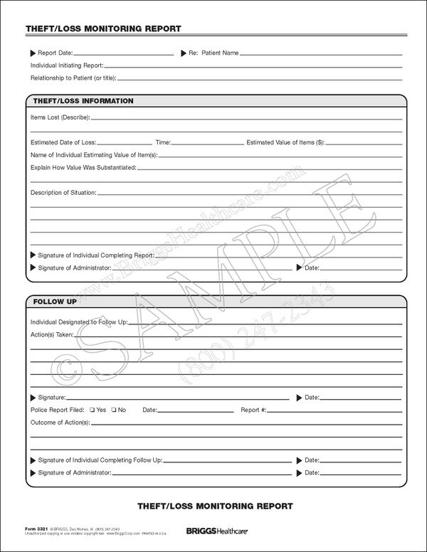 Theft/Loss Monitoring Report