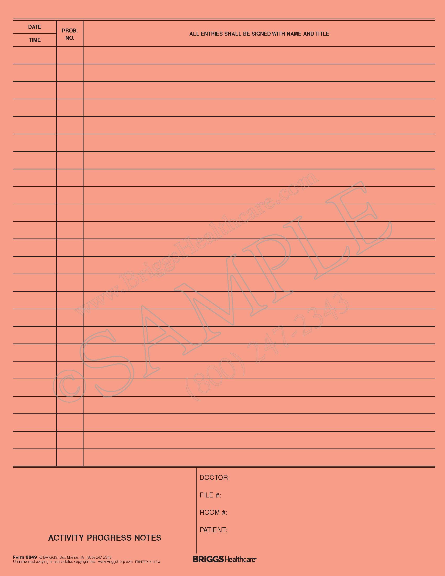 assisted living activity progress note pad doctor progress notes