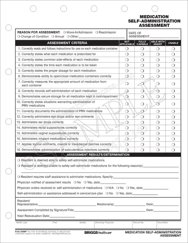 Medication Self Administration Assessment Medication Self Administration Assessment