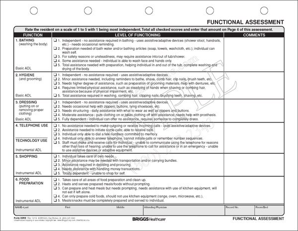 Assisted Living Functional Assessment Booklet