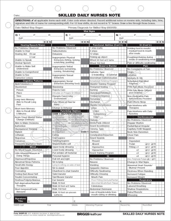 Skilled Daily Nurses Note