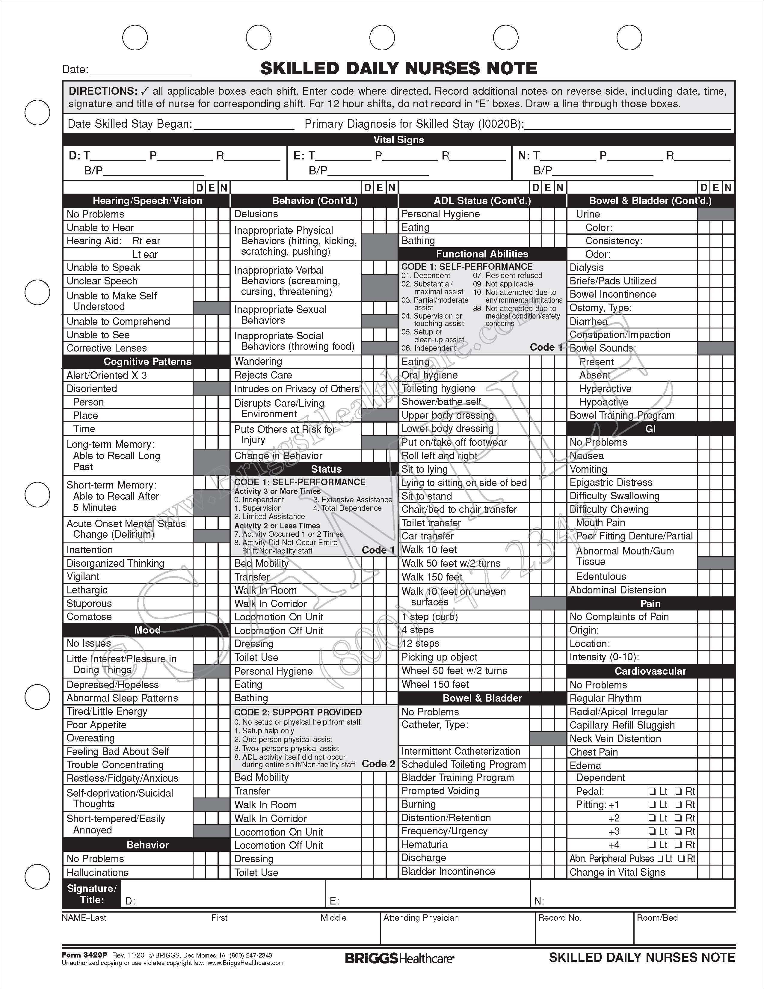 Adl Charting Form