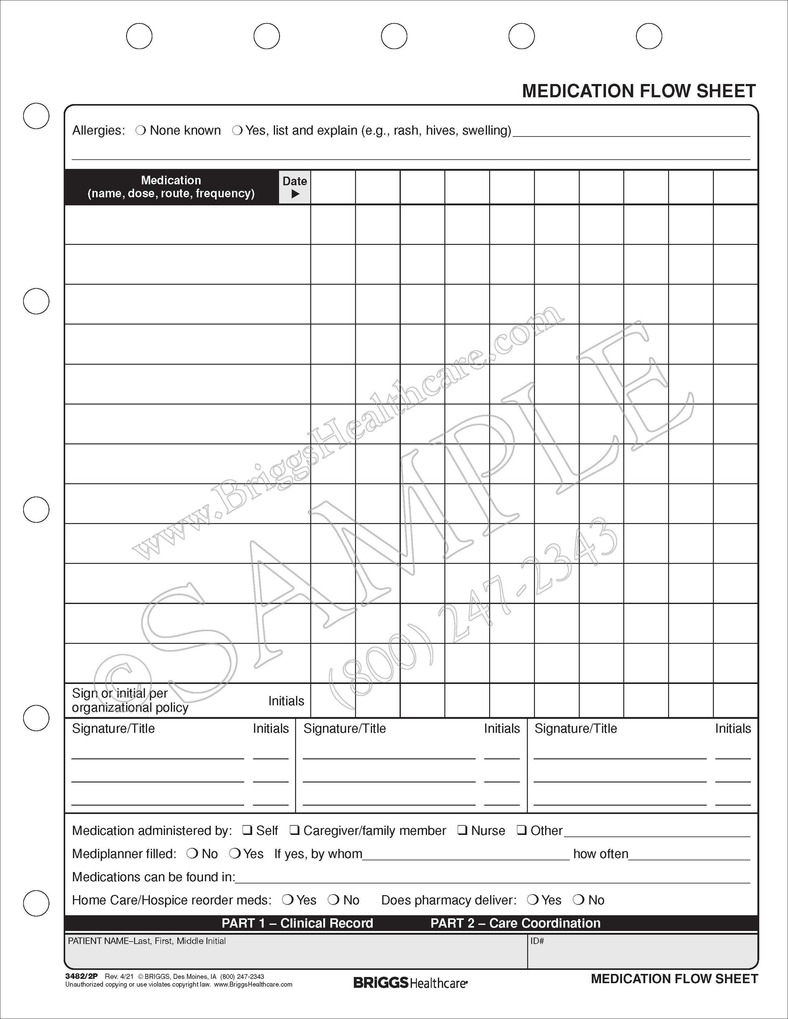 medication flow sheet medication sheet