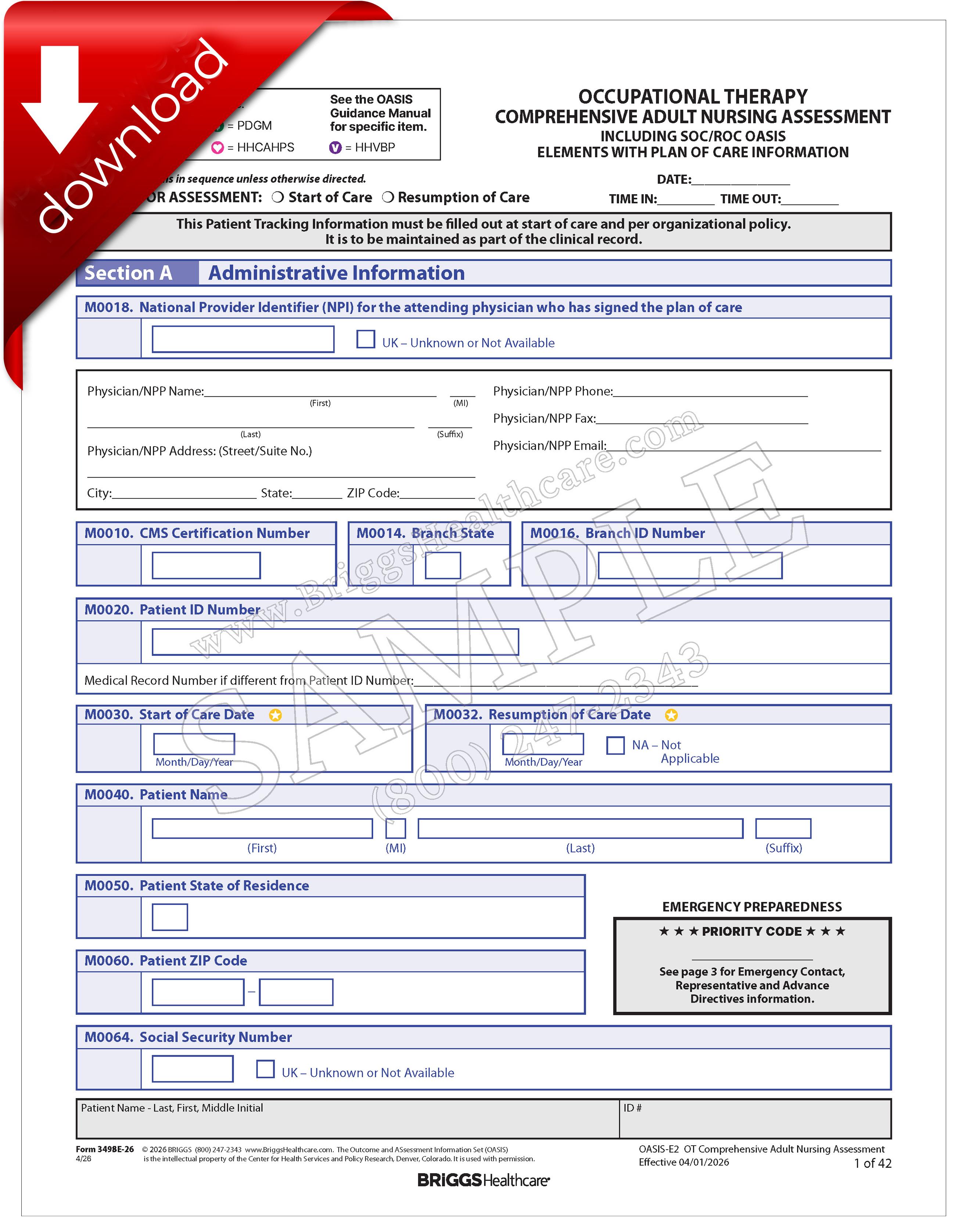 OASIS-E2: Occupational Therapy Comprehensive Adult Nursing Assessment ...