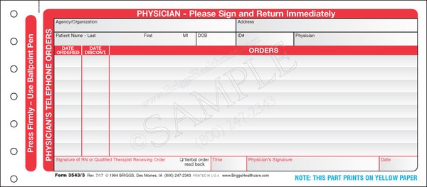 physicians verbal telephone order form