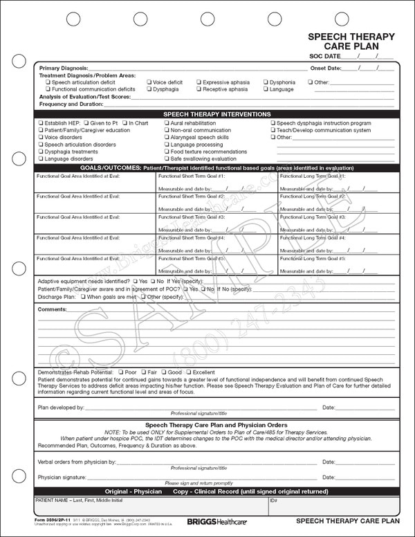 Speech Therapy Care Plan Speech Therapy Care Plan