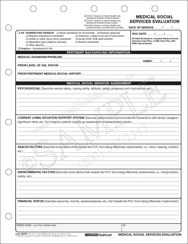 medical social services evaluation form hospice aide