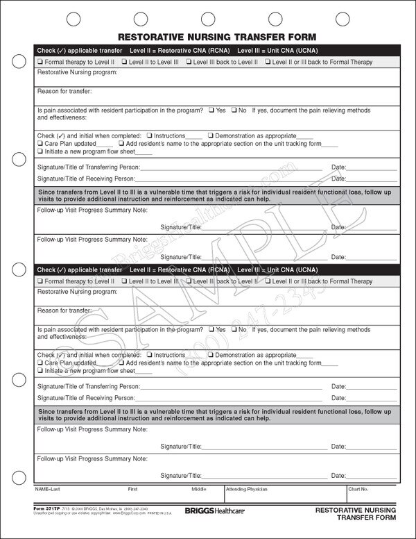 restorative nursing transfer form
