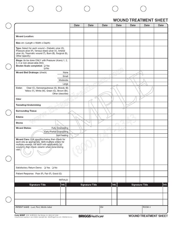 Wound Treatment Sheet CLOSEOUT ITEM