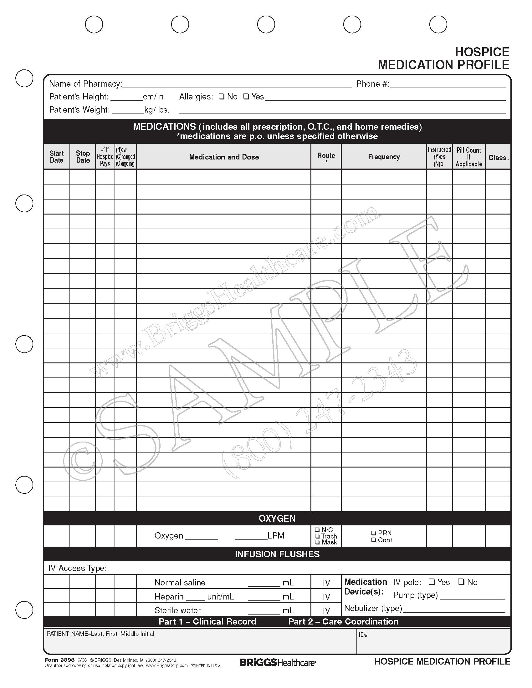 hospice medication profile form medications form