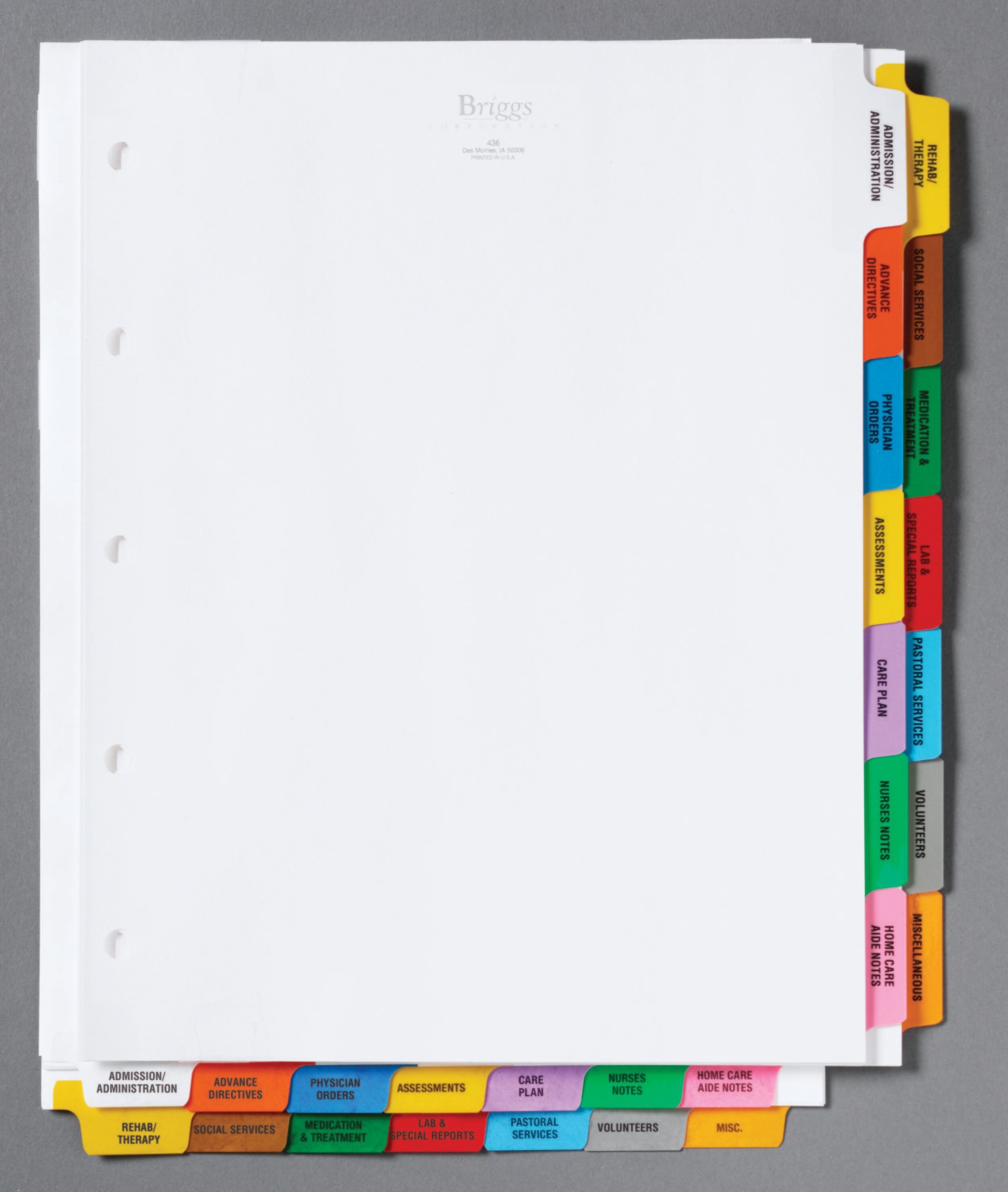 Medical Chart Dividers Bottom Tab