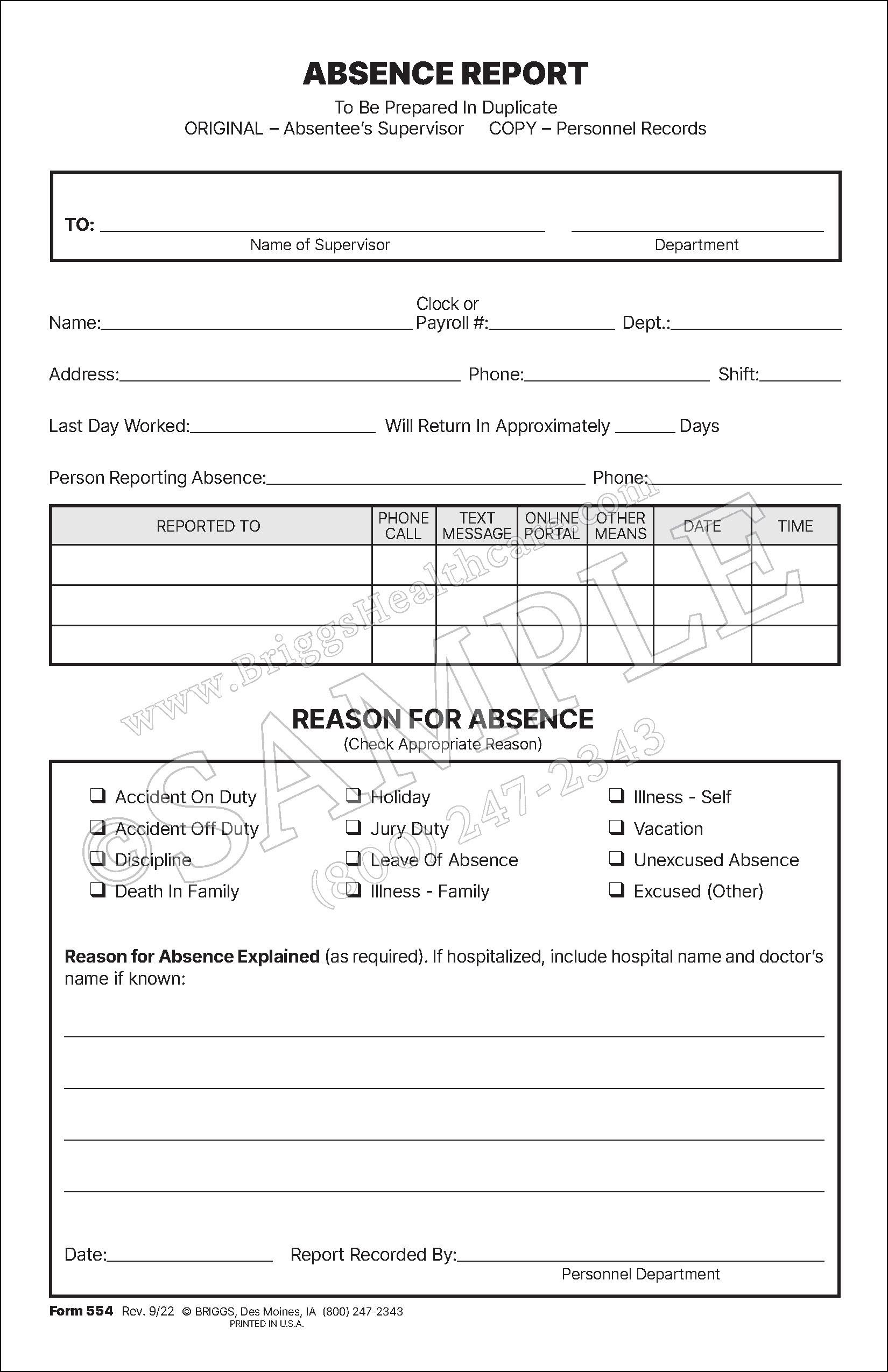 Absence Report