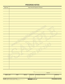 progress notes form buff paper