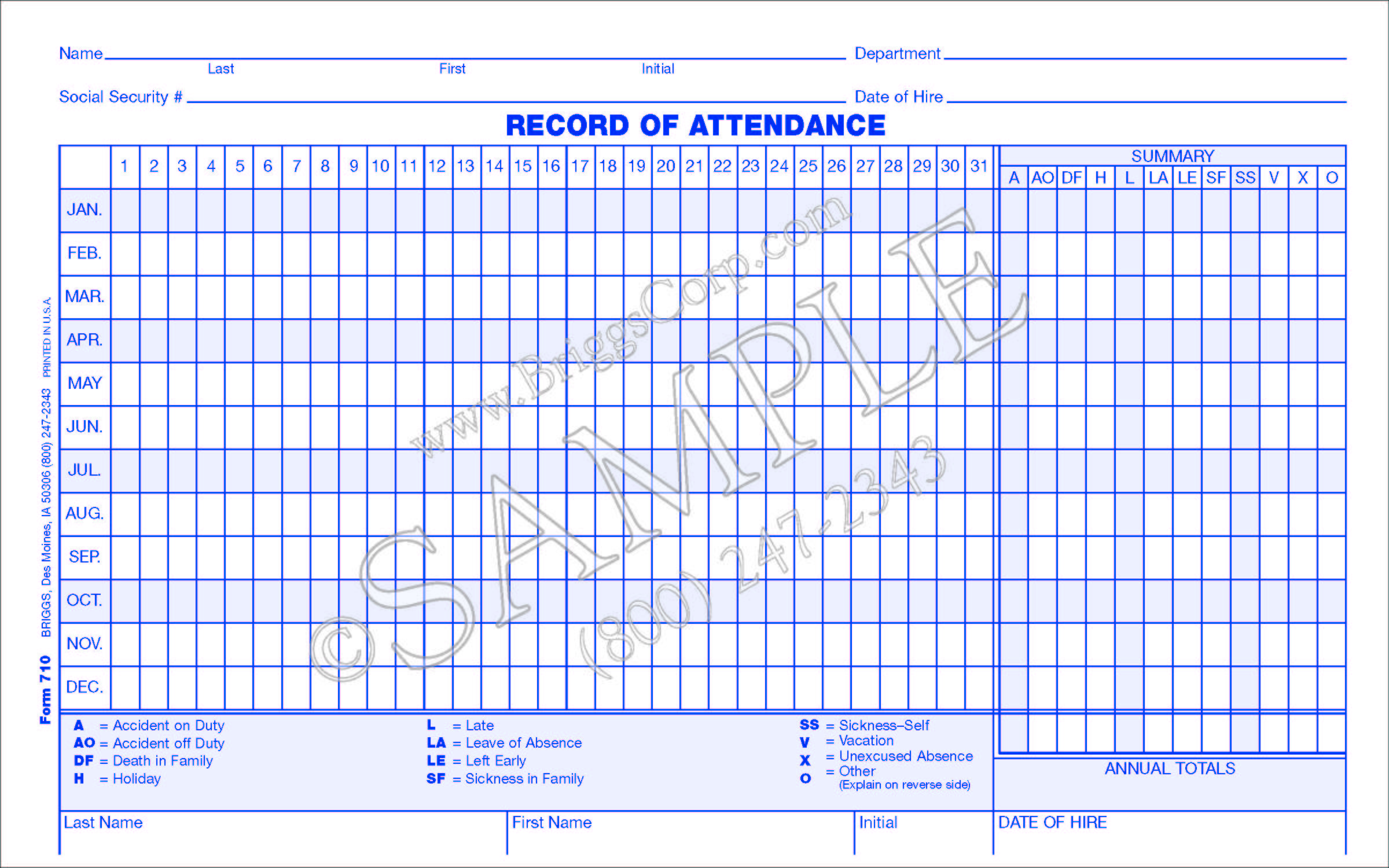 employee attendance record form attendance record form
