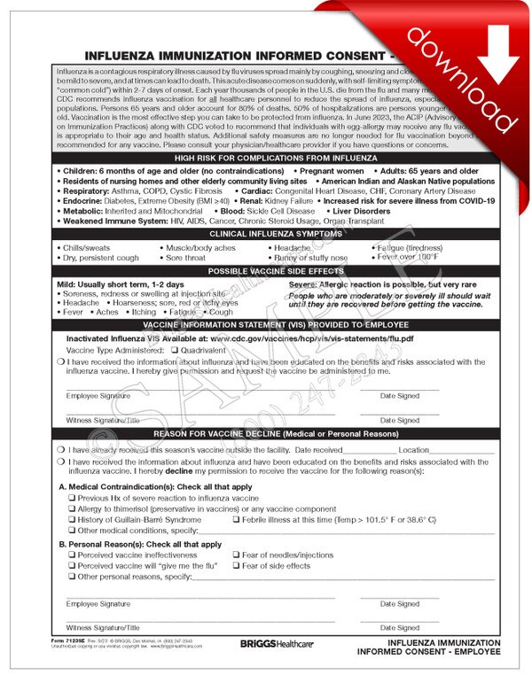 Influenza Immunization Informed Consent - Employee - DIGITAL FORM