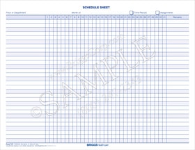 monthly schedule sheet
