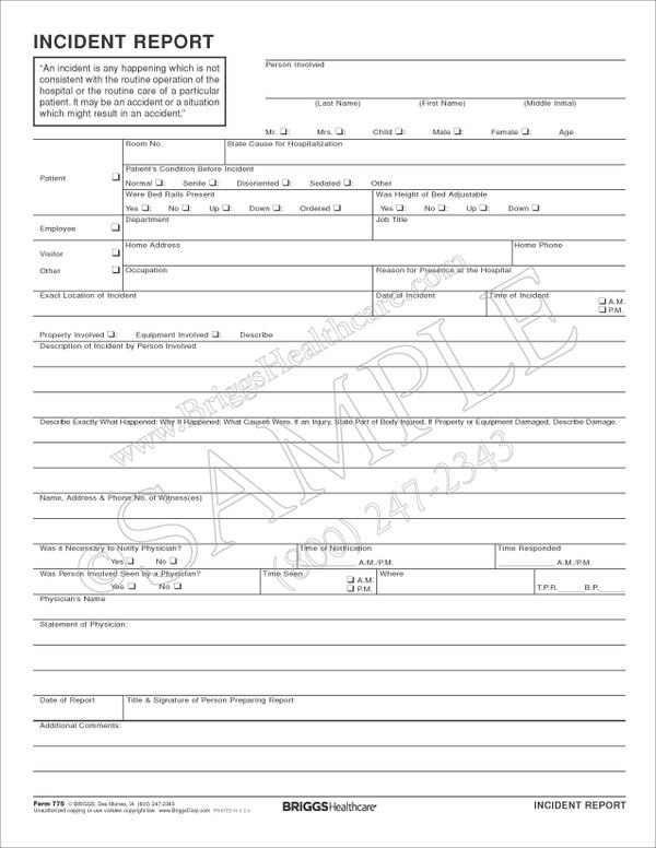 incident report form single sheet briggs incident report