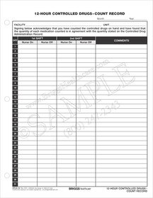 12-Hour Controlled Drugs-Count Record