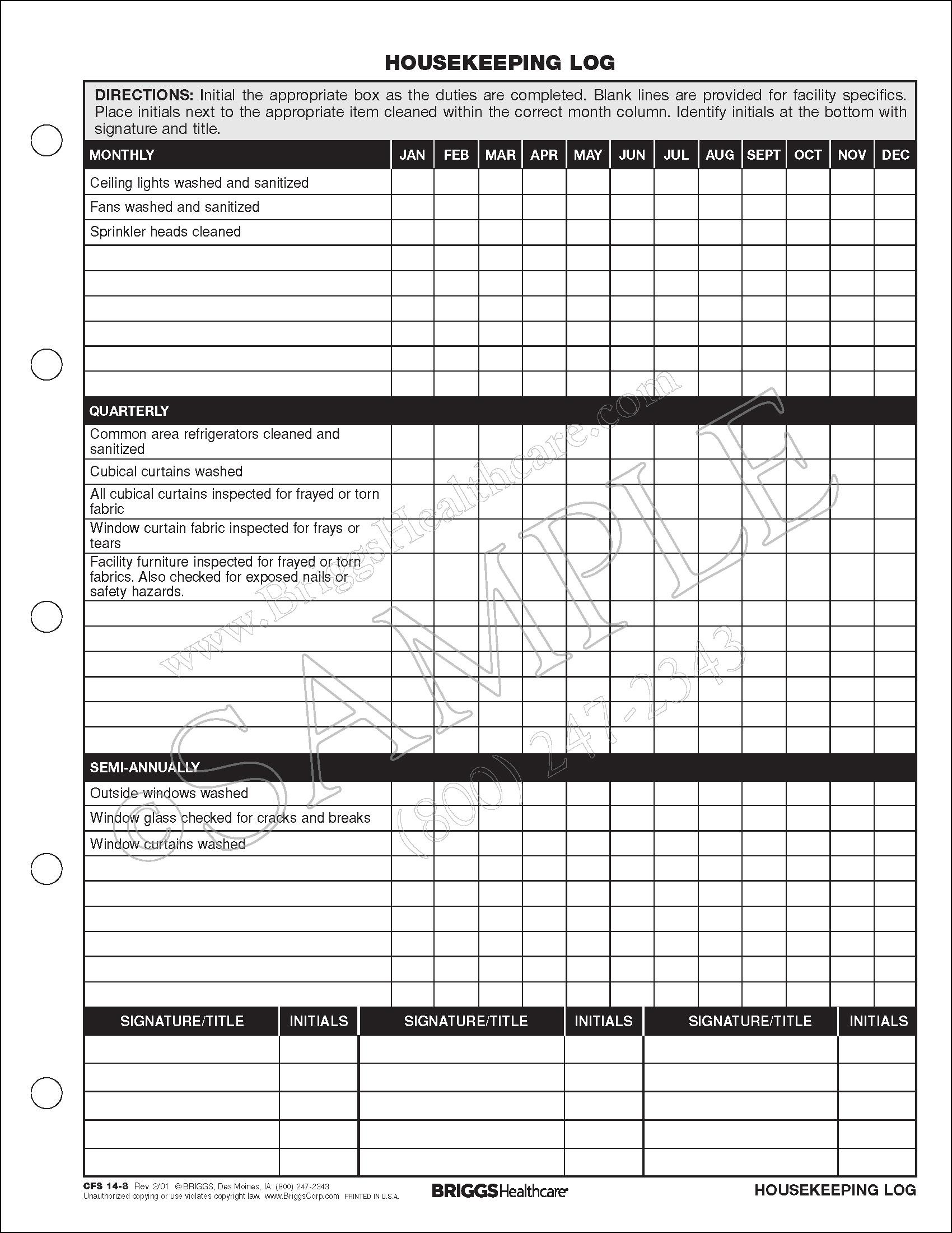 Housekeeping Duty Chart Format