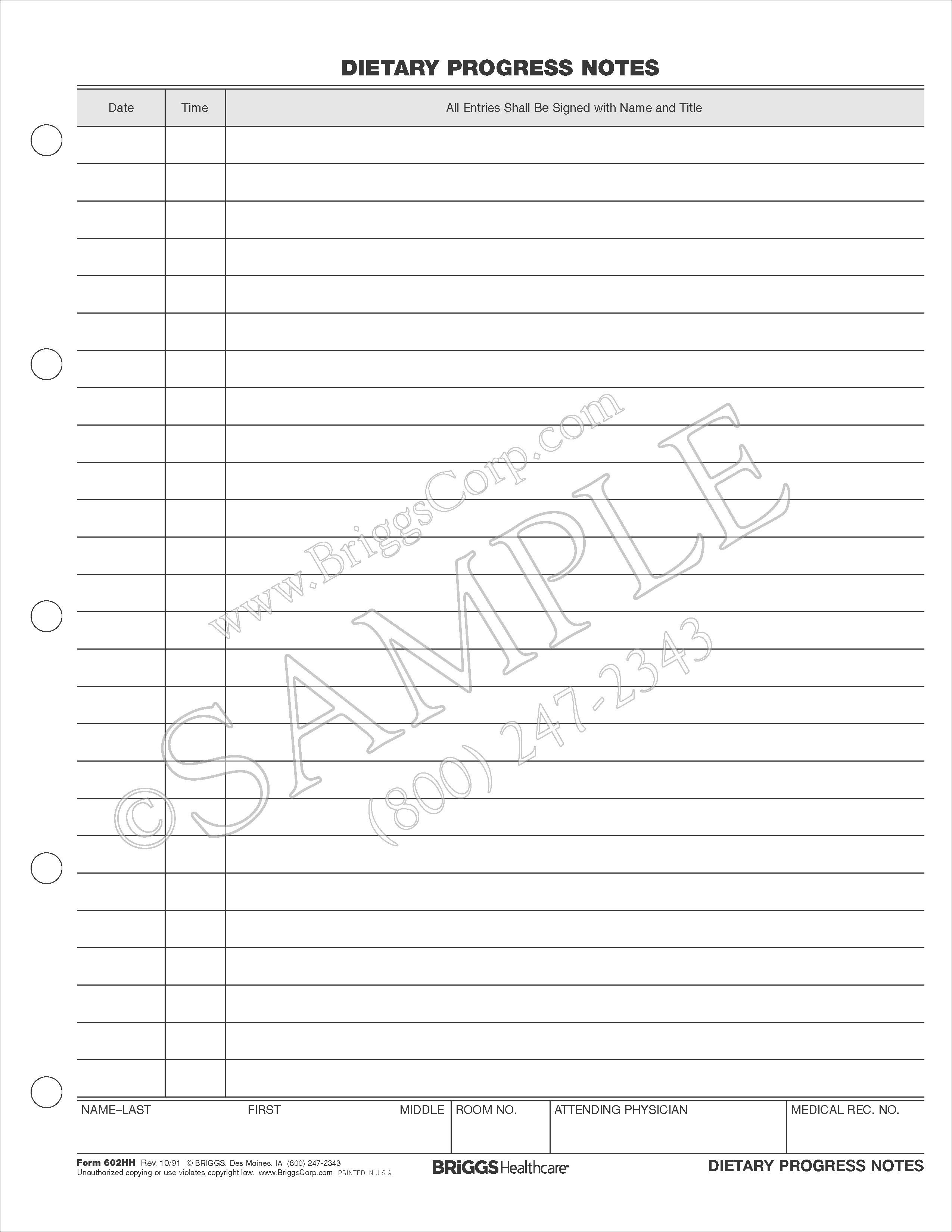 dietary progress note progress note