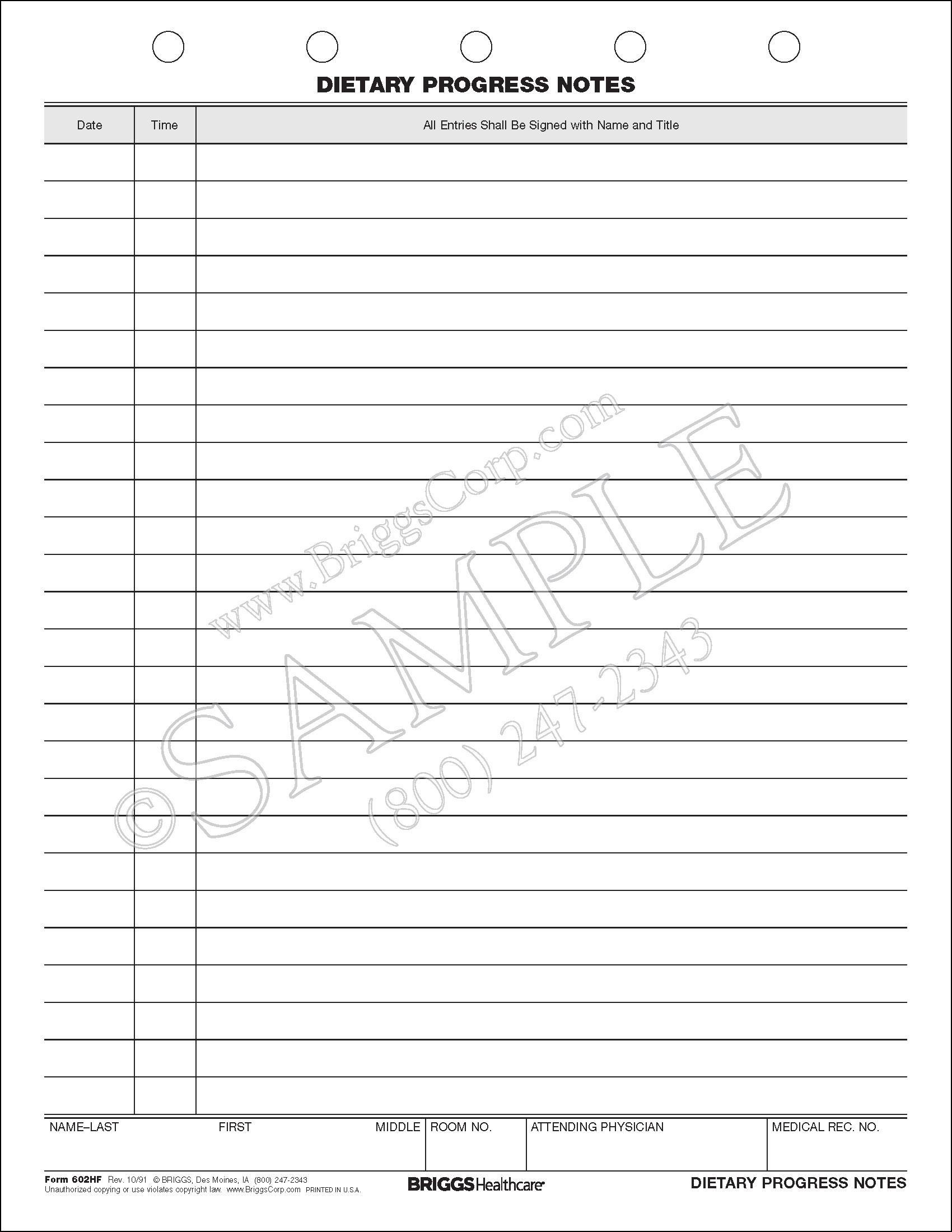 dietary progress note progress note