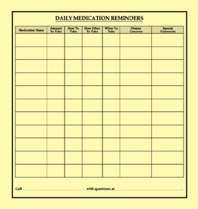 Medication Reminder Chart