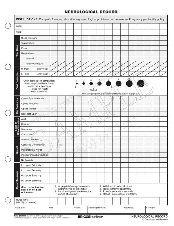 Printable Neuro Check Form - Printable Forms Free Online