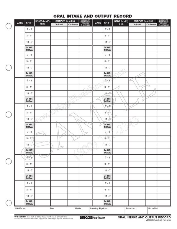 Printable Intake And Output Forms Printable Forms Free Online